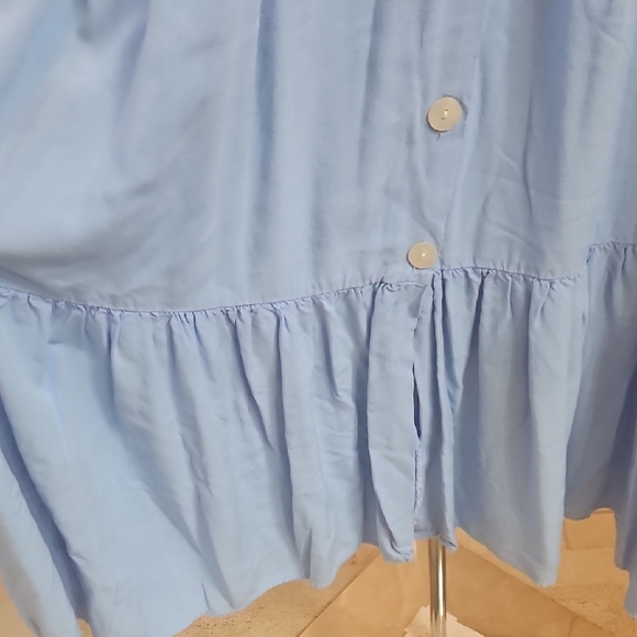 Zara Blue Tiered Midi Dress with Notched Collar Size Large - Picture 6 of 11